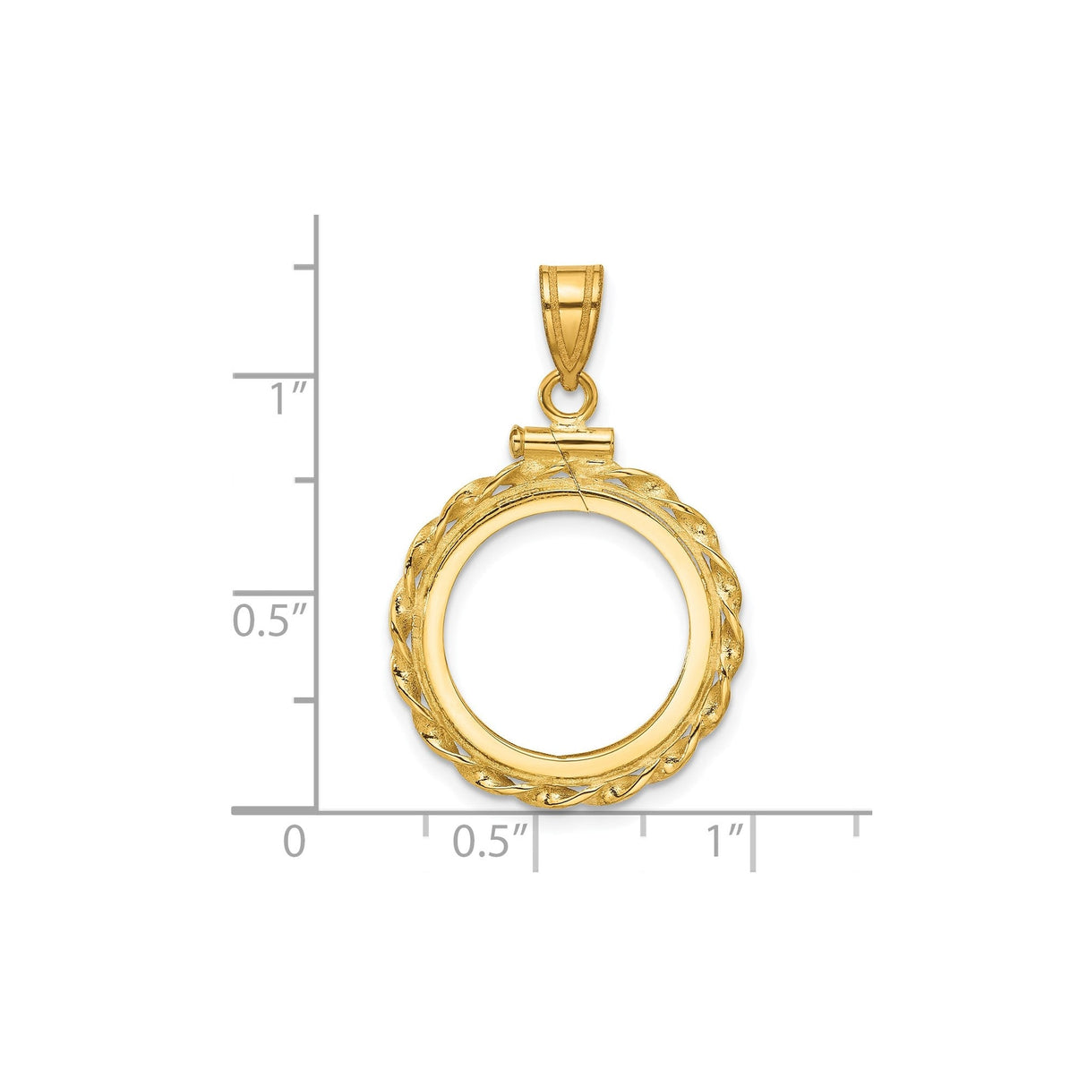 17 mm 14k Yellow Gold coin bezel for 16.5 mm Coin — size reference (ruler)