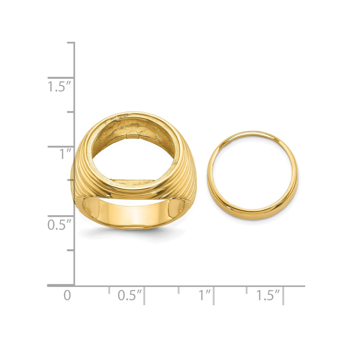 17 mm 14k Yellow Gold coin bezel for 16.5 mm Coin — size reference (ruler)