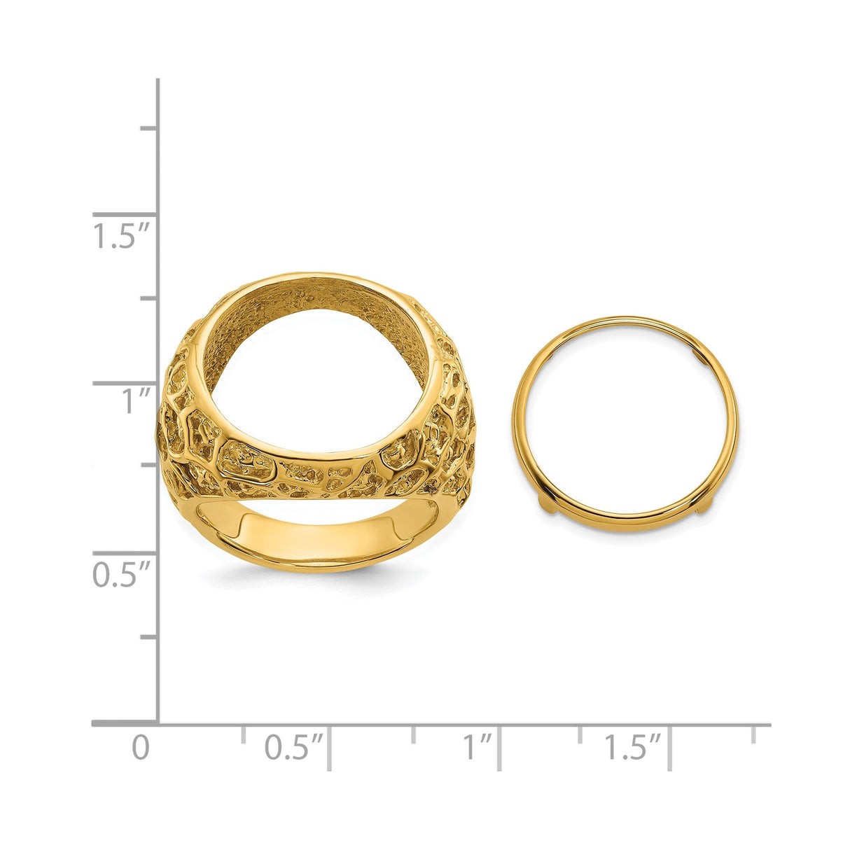 17 mm 14k Yellow Gold coin bezel for 16.5 mm Coin — size reference (ruler)