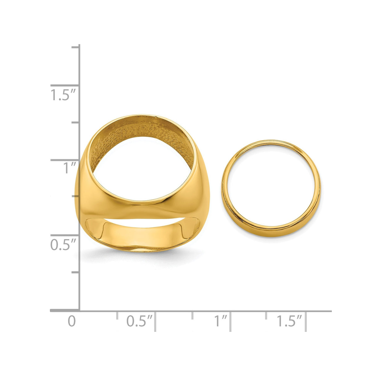 17 mm 14k Yellow Gold coin bezel for 16.5 mm Coin — size reference (ruler)