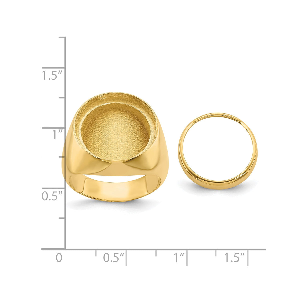 17 mm 14k Yellow Gold coin bezel for 16.5 mm Coin — size reference (ruler)