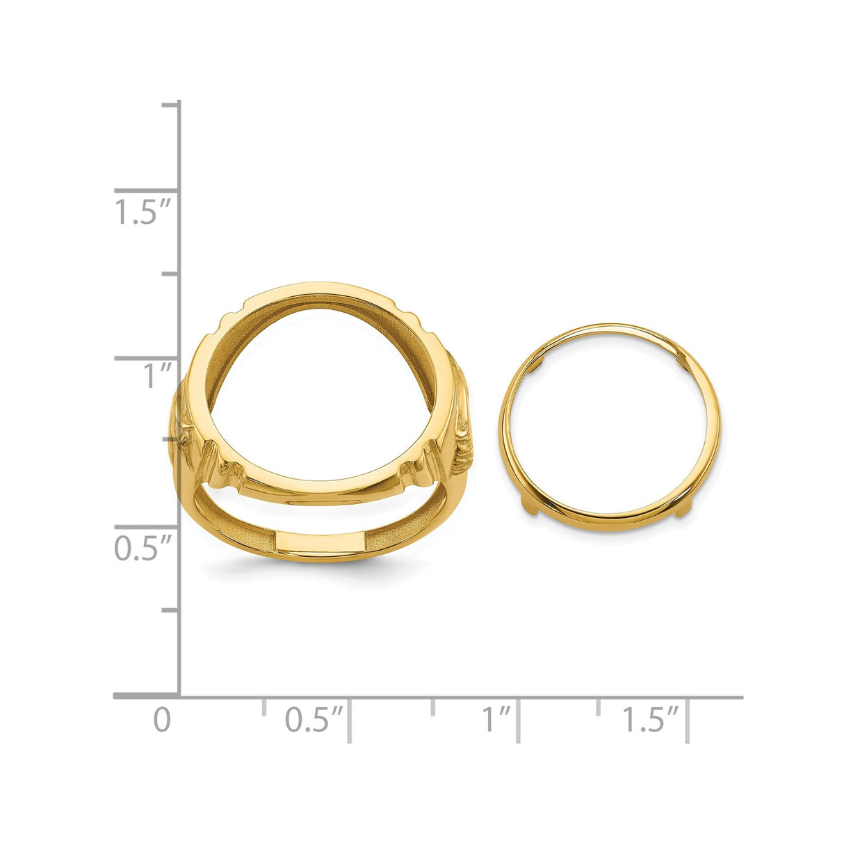 17 mm 14k Yellow Gold coin bezel for 16.5 mm Coin — size reference (ruler)
