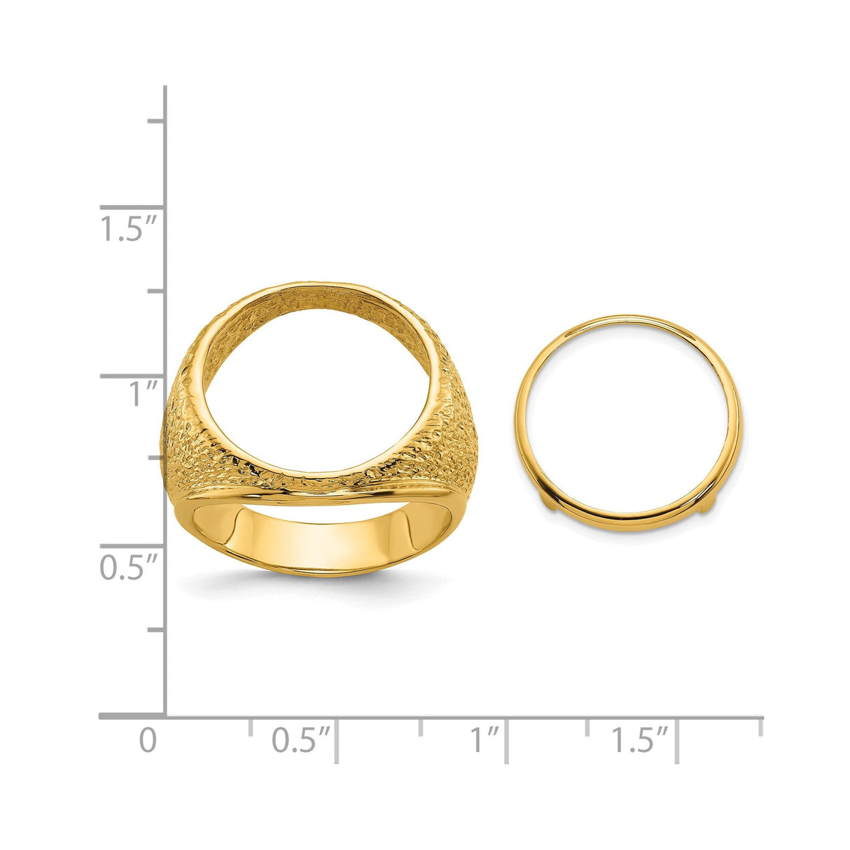 17 mm 14k Yellow Gold coin bezel for 16.5 mm Coin — size reference (ruler)