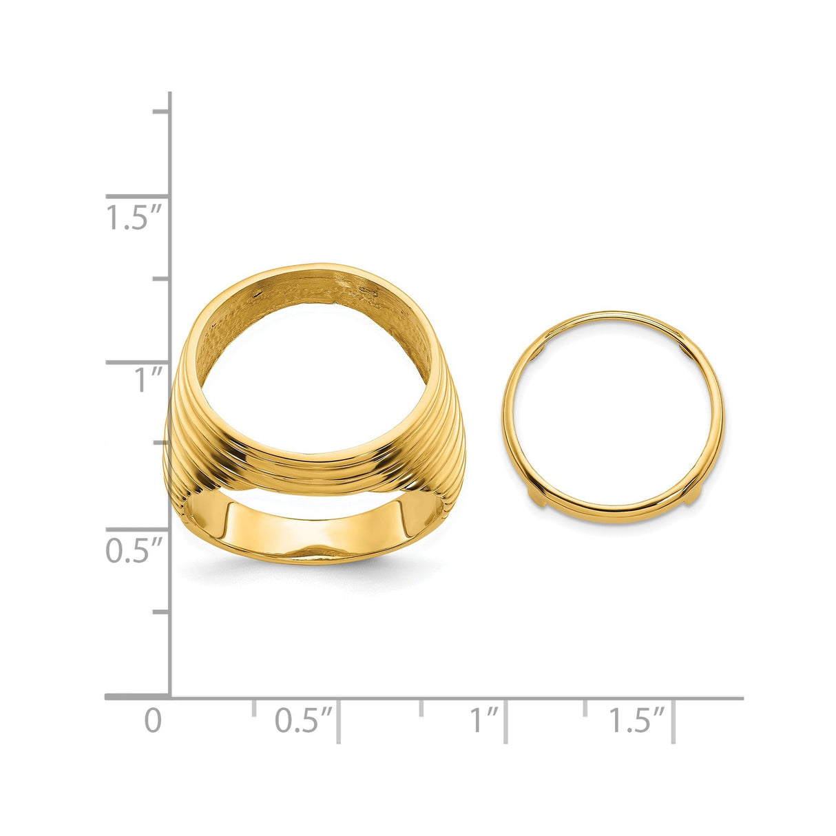 17 mm 14k Yellow Gold coin bezel for 16.5 mm Coin — size reference (ruler)