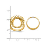 17 mm 14k Yellow Gold coin bezel for 16.5 mm Coin — size reference (ruler)