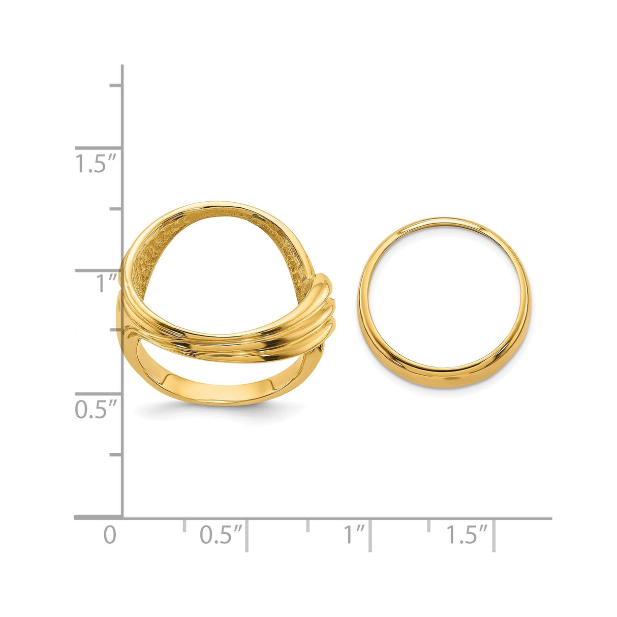17 mm 14k Yellow Gold coin bezel for 16.5 mm Coin — size reference (ruler)