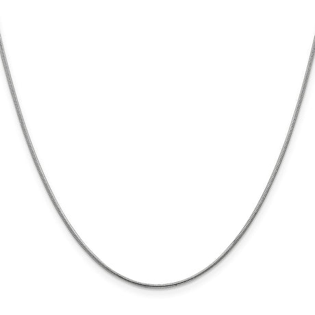 14K White Gold 1 mm Polished Chain Necklace, Solid