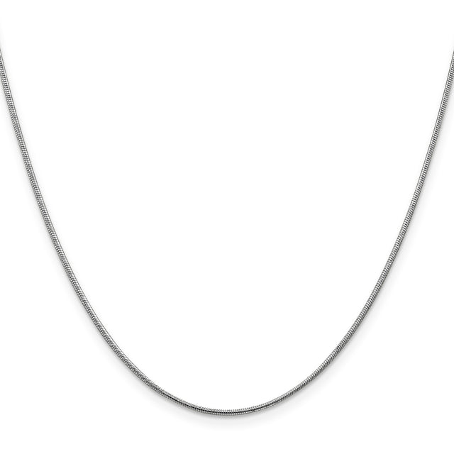 14K White Gold 1 mm Polished Chain Necklace, Solid