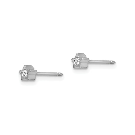 Stainless Steel Star Earrings with Clear Gemstone Center, Minimalist Celestial Studs for Women