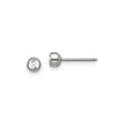 Titanium Stud Earrings with Round Bezel Set Clear Gemstone, Hypoallergenic Unisex Jewelry