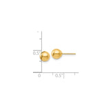 14k Yellow Gold Ball Stud Earrings, Classic Polished Round Design for Women