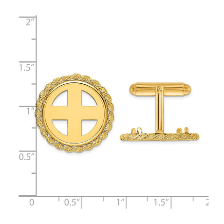 18 mm 14k Yellow Gold coin bezel for 17.8 mm Coin — size reference (ruler)