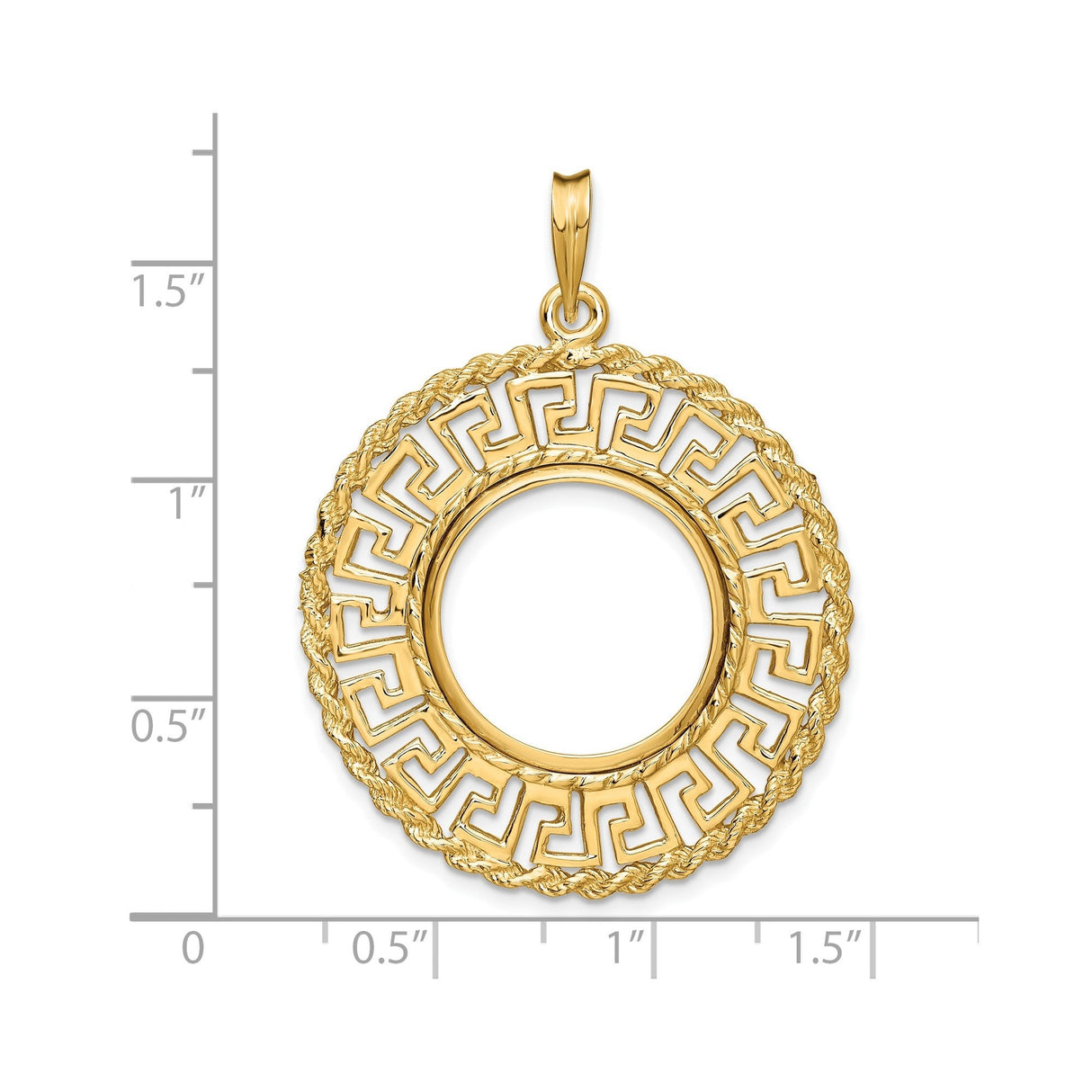 18 mm 14k Yellow Gold coin bezel for 17.8 mm Coin — size reference (ruler)
