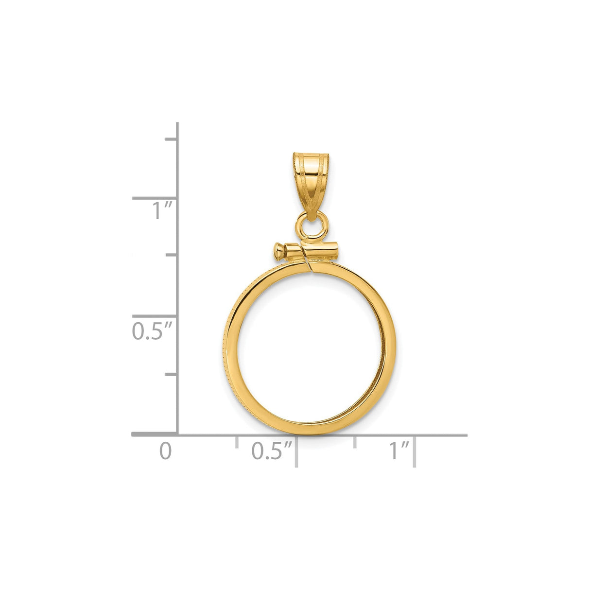 18 mm 14k Yellow Gold coin bezel for 17.8 mm Coin — size reference (ruler)