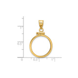 18 mm 14k Yellow Gold coin bezel for 17.8 mm Coin — size reference (ruler)