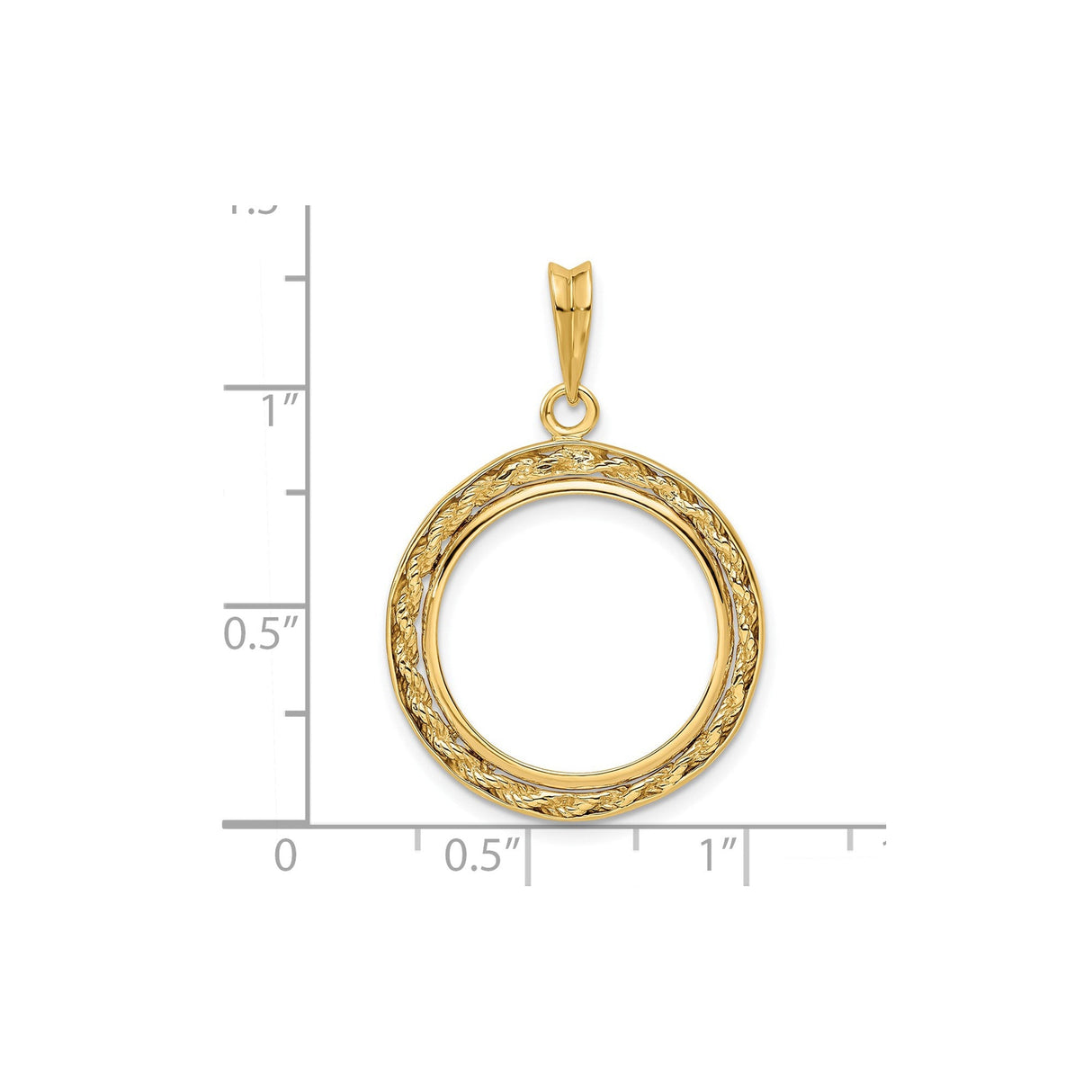 18 mm 14k Yellow Gold coin bezel for 17.8 mm Coin — size reference (ruler)