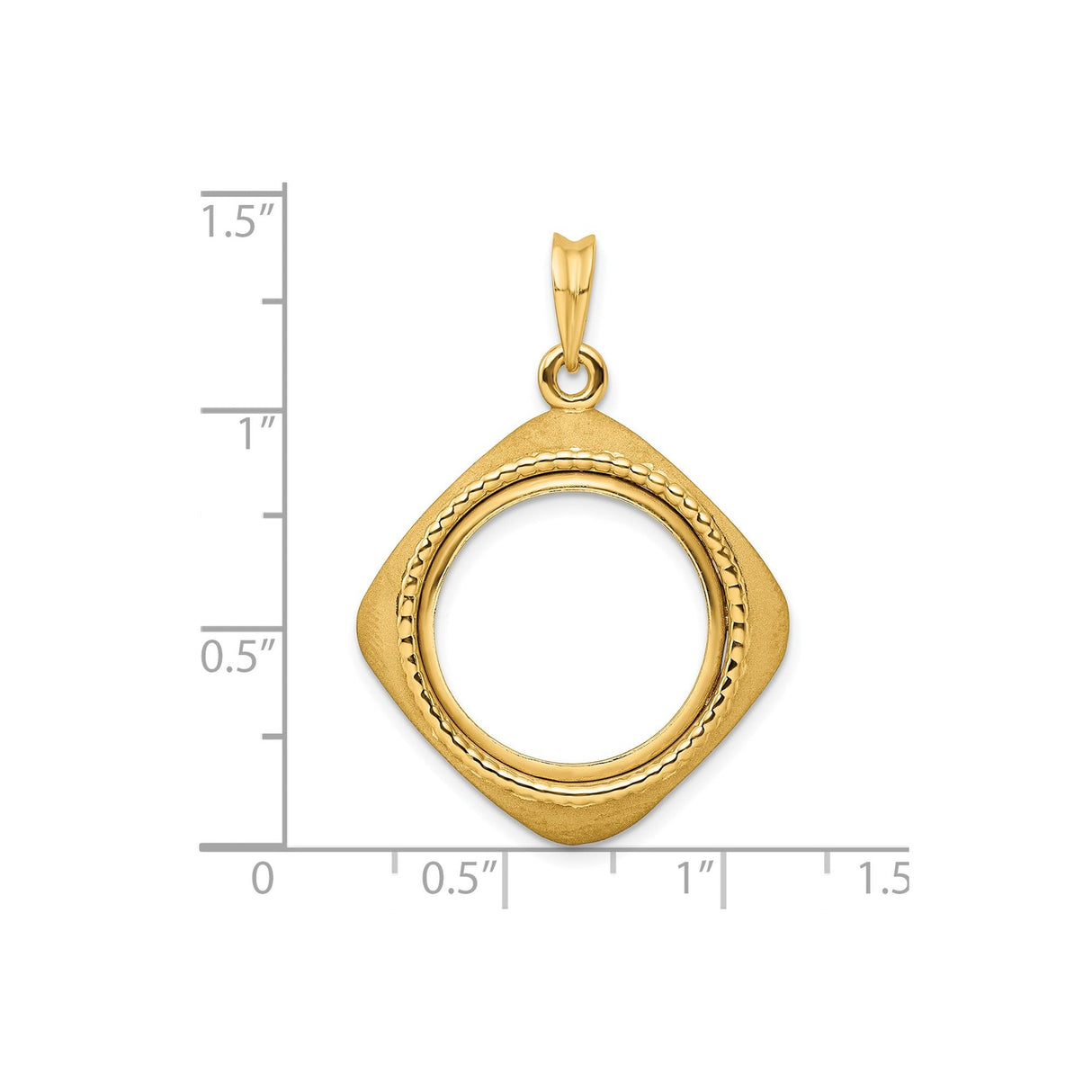 18 mm 14k Yellow Gold coin bezel for 17.8 mm Coin — size reference (ruler)