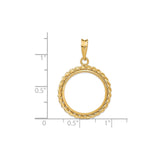 18 mm 14k Yellow Gold coin bezel for 17.8 mm Coin — size reference (ruler)