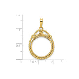 18 mm 14k Yellow Gold coin bezel for 17.8 mm Coin — size reference (ruler)