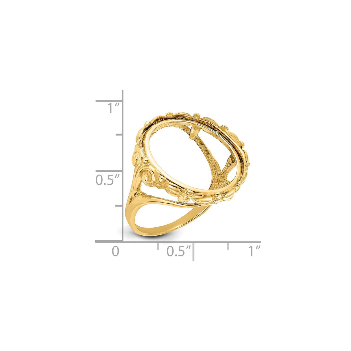 18 mm 14k Yellow Gold coin bezel for 17.8 mm Coin — size reference (ruler)
