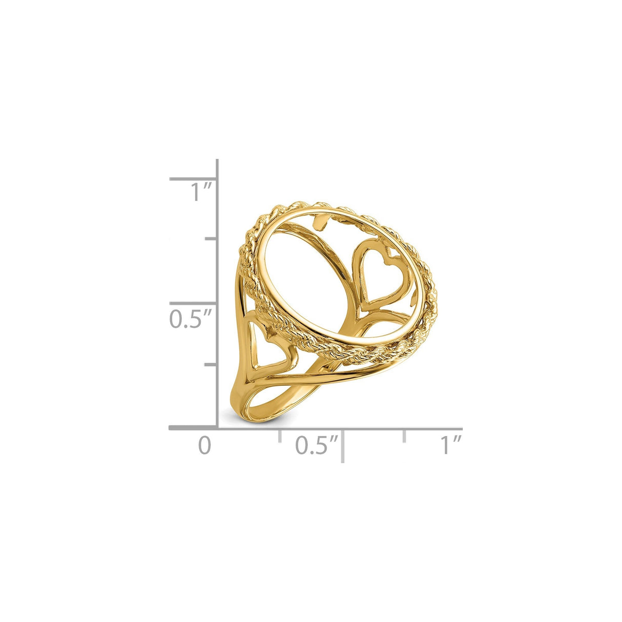 18 mm 14k Yellow Gold coin bezel for 17.8 mm Coin — size reference (ruler)