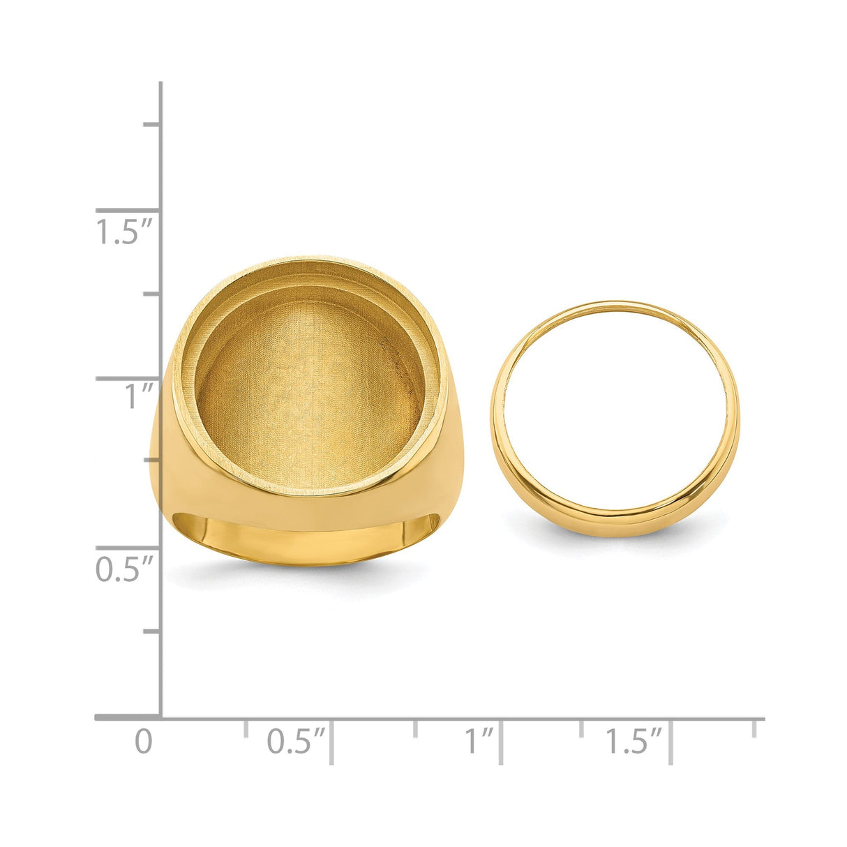 18 mm 14k Yellow Gold coin bezel for 17.8 mm Coin — size reference (ruler)
