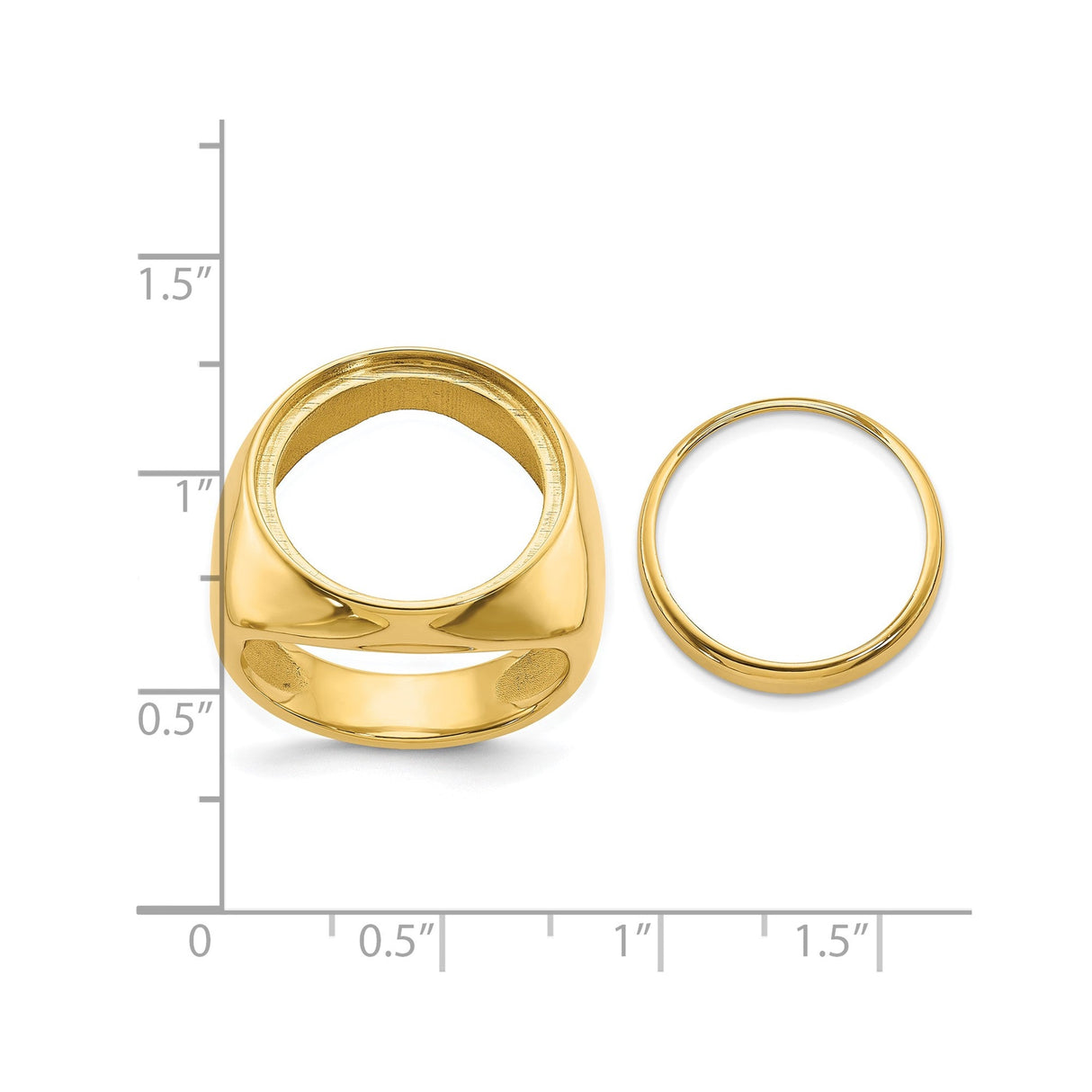 18 mm 14k Yellow Gold coin bezel for 17.8 mm Coin — size reference (ruler)