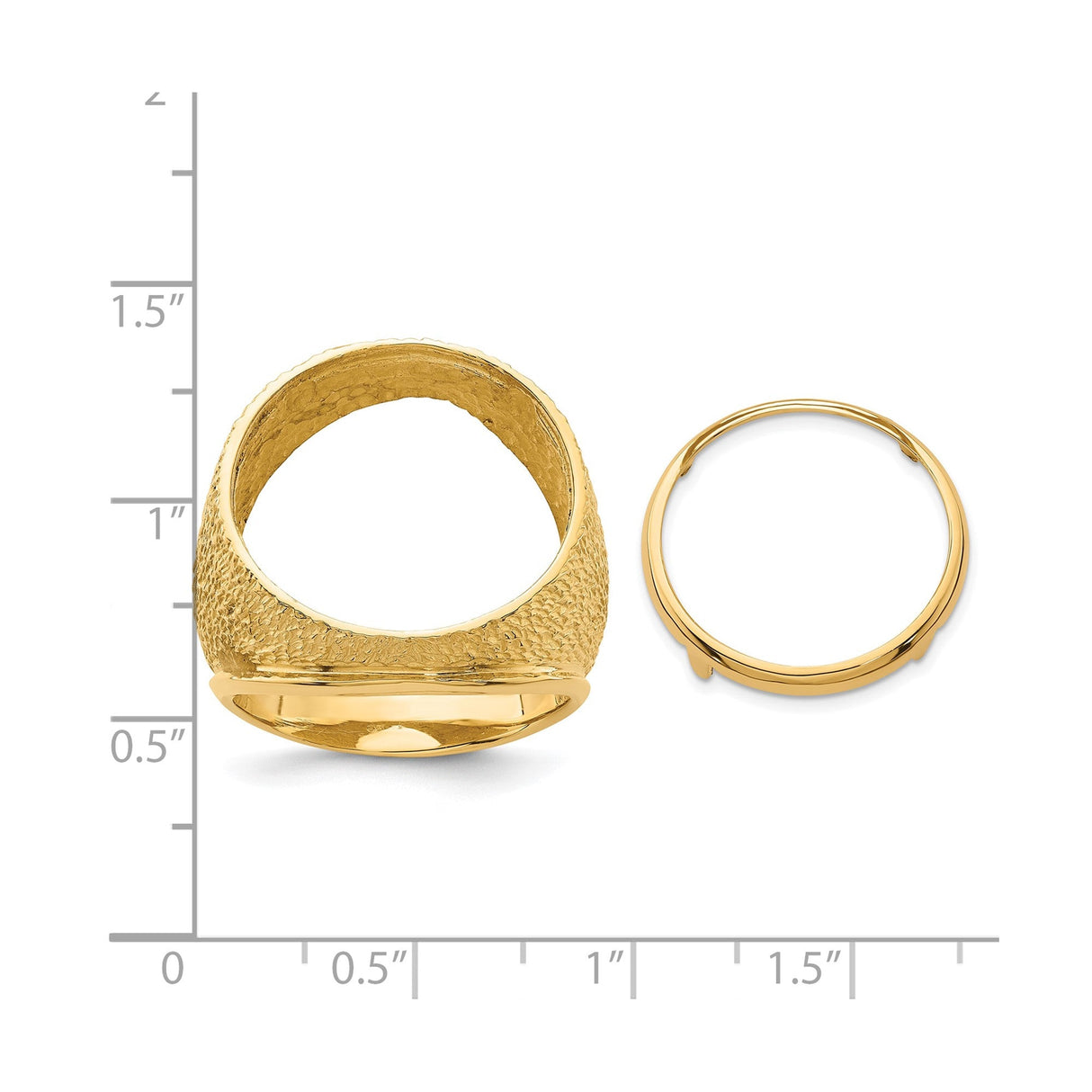 18 mm 14k Yellow Gold coin bezel for 17.8 mm Coin — size reference (ruler)