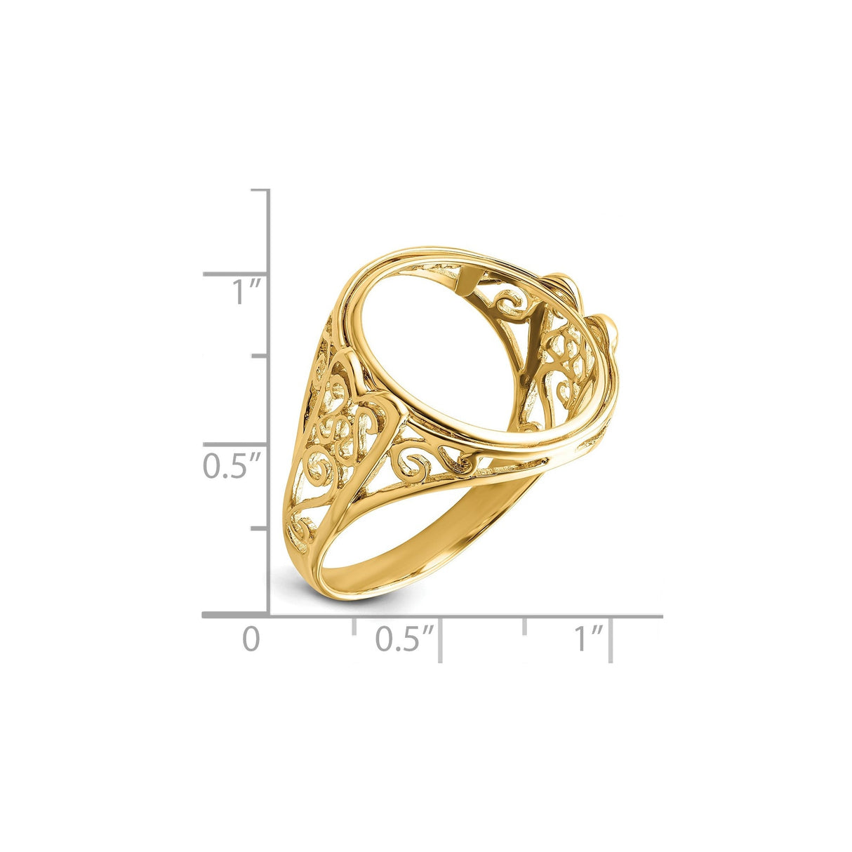 18 mm 14k Yellow Gold coin bezel for 17.8 mm Coin — size reference (ruler)