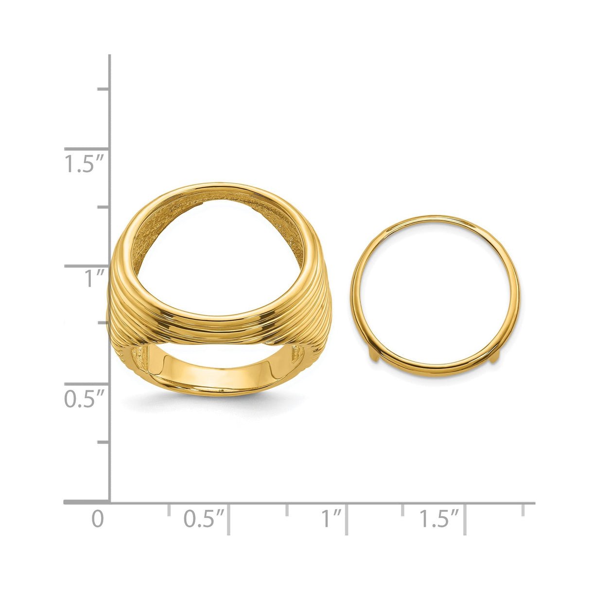 18 mm 14k Yellow Gold coin bezel for 17.8 mm Coin — size reference (ruler)