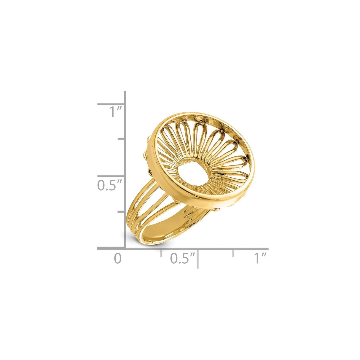 18 mm 14k Yellow Gold coin bezel for 17.8 mm Coin — size reference (ruler)