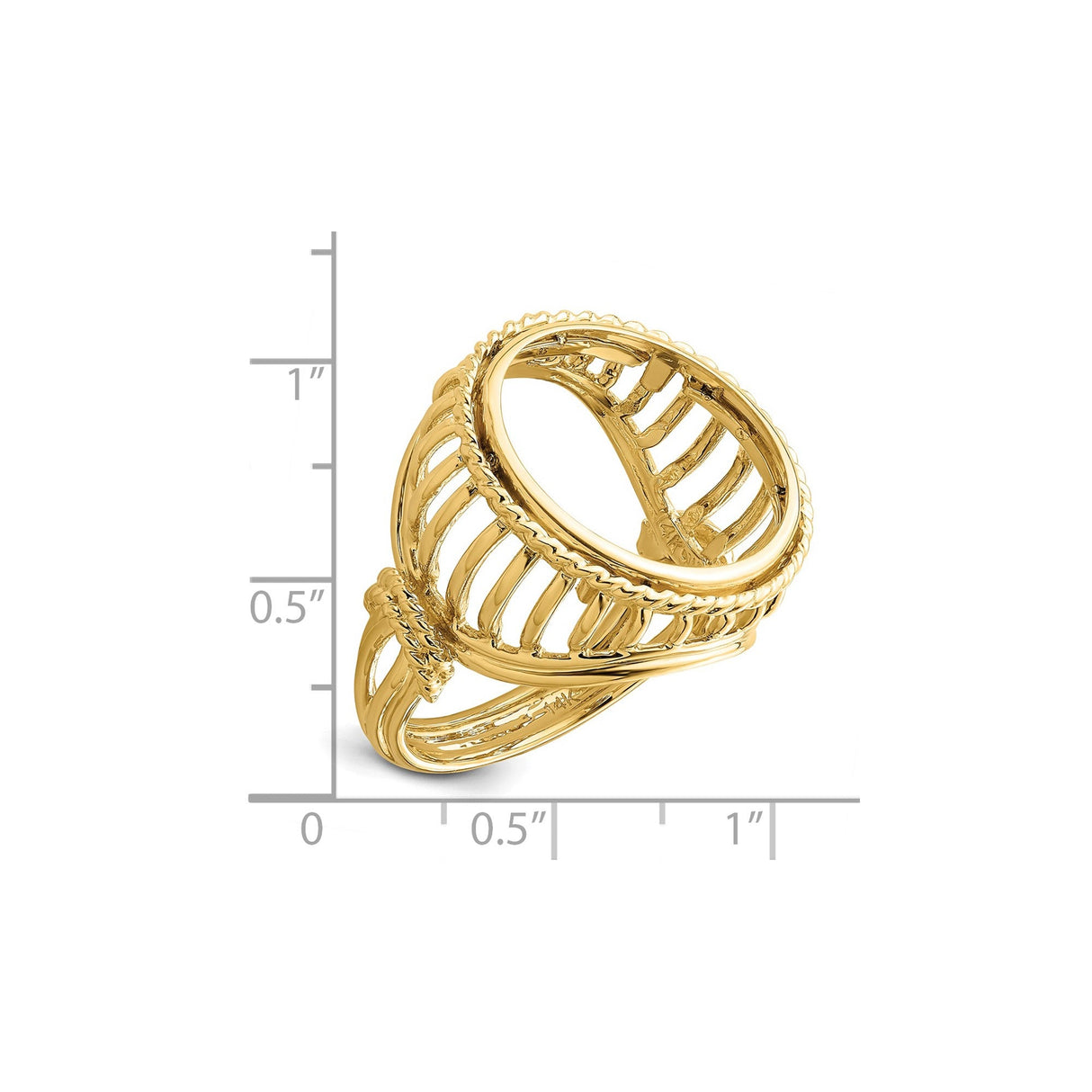 18 mm 14k Yellow Gold coin bezel for 17.8 mm Coin — size reference (ruler)