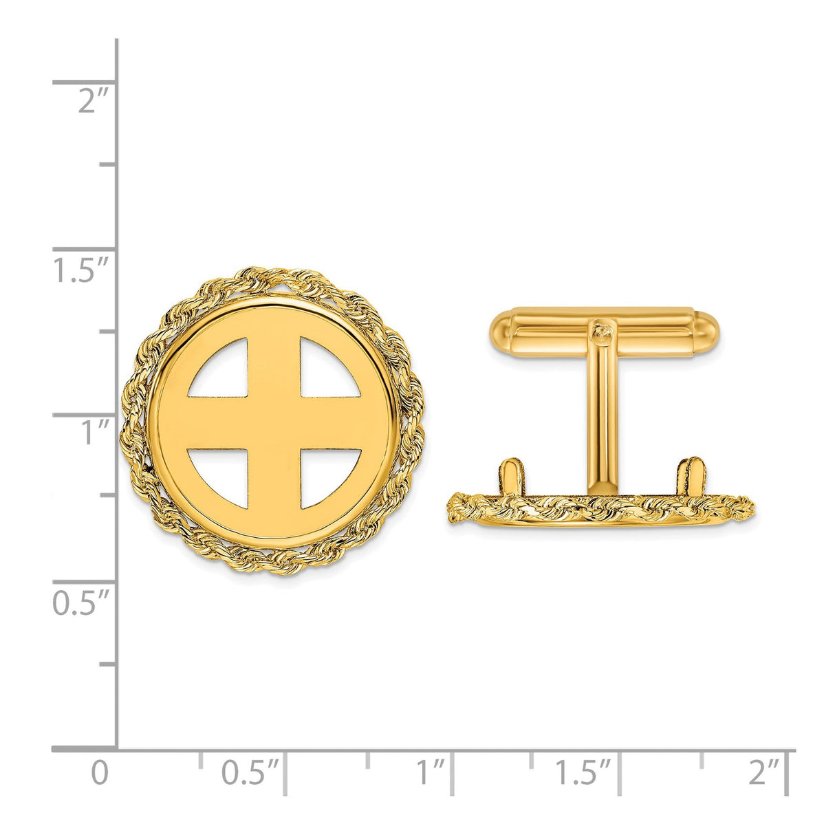 18 mm 14k Yellow Gold coin bezel for 18 mm Coin — size reference (ruler)