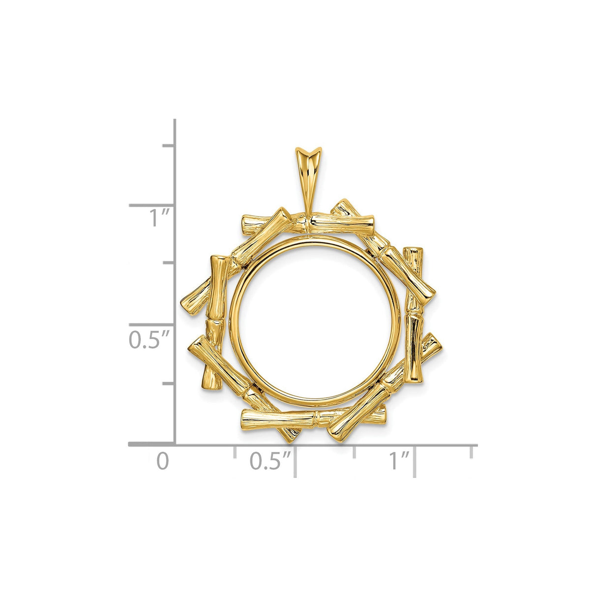18 mm 14k Yellow Gold coin bezel for 18 mm Coin — size reference (ruler)