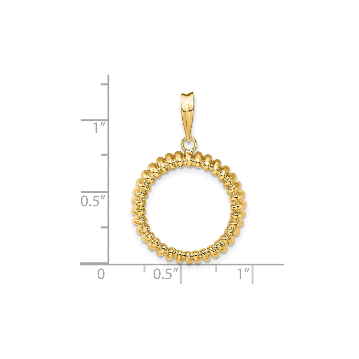 18 mm 14k Yellow Gold coin bezel for 18 mm Coin — size reference (ruler)