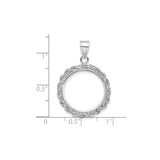 18 mm 14k White Gold coin bezel for 18 mm Coin — size reference (ruler)