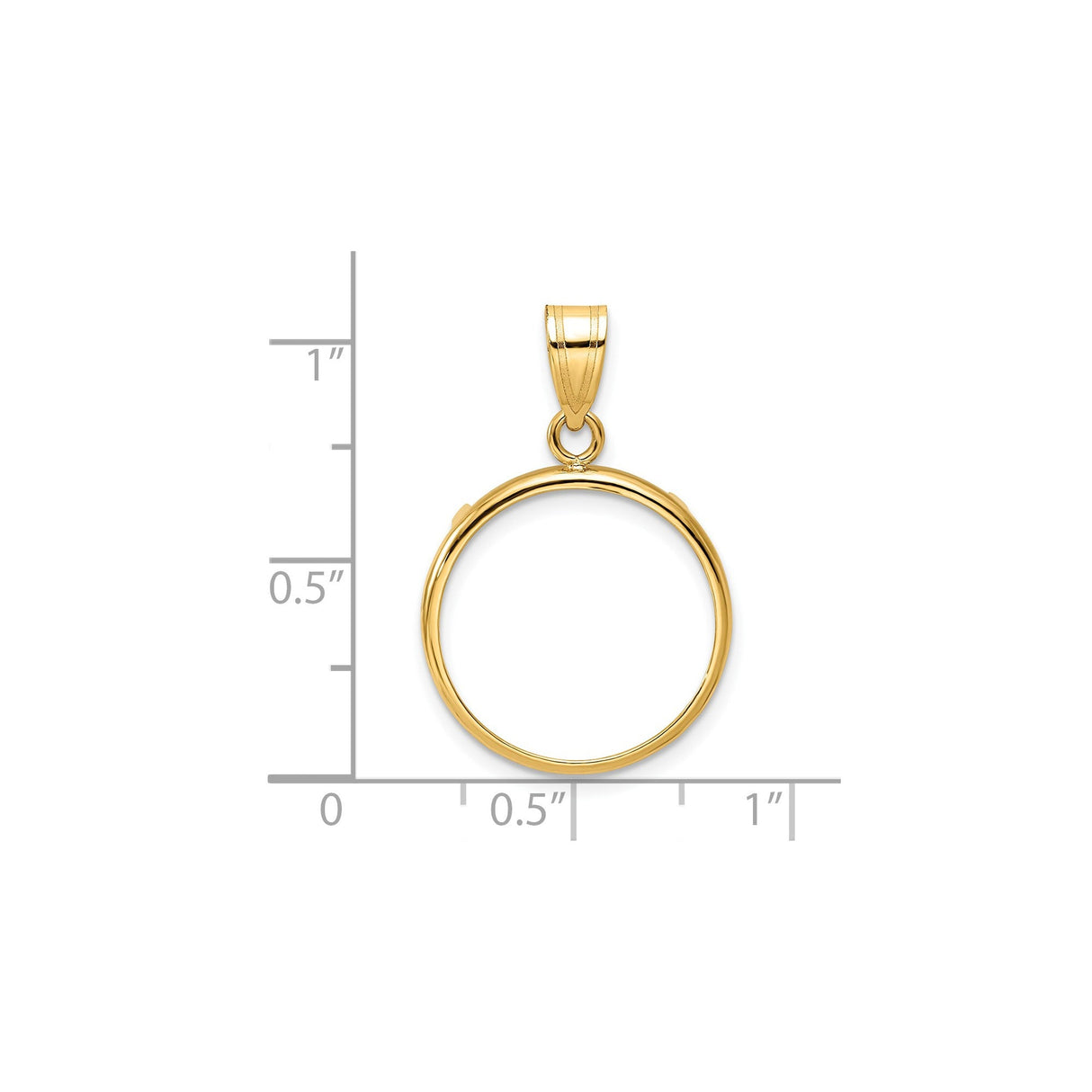 18 mm 14k Yellow Gold coin bezel for 18 mm Coin — size reference (ruler)