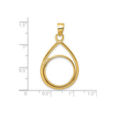 18 mm 14k Yellow Gold coin bezel for 18 mm Coin — size reference (ruler)