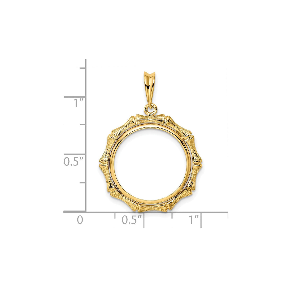 18 mm 14k Yellow Gold coin bezel for 18 mm Coin — size reference (ruler)