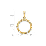 18 mm 14k Yellow Gold coin bezel for 18 mm Coin — size reference (ruler)