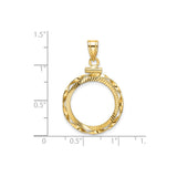 18 mm 14k Yellow Gold coin bezel for 18 mm Coin — size reference (ruler)