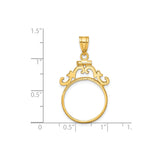 18 mm 14k Yellow Gold coin bezel for 18 mm Coin — size reference (ruler)