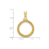 18 mm 14k Yellow Gold coin bezel for 18 mm Coin — size reference (ruler)