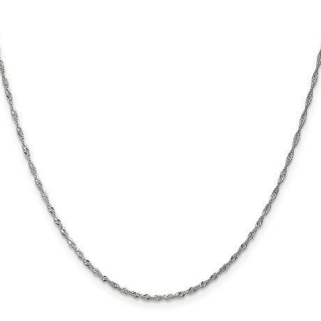 14K White Gold 1.3 mm Singapore Chain Necklace, Polished