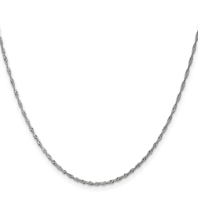 14K White Gold 1.3 mm Singapore Chain Necklace, Polished