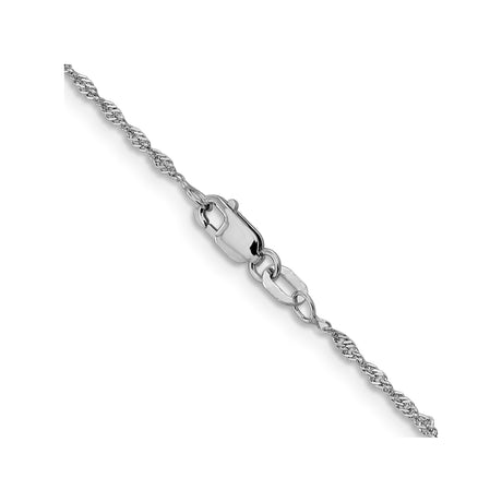 14K White Gold 1.3 mm Singapore Chain Necklace, Polished alternate angle