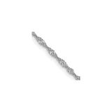 14K White Gold 1.3 mm Singapore Chain Necklace, Polished detail view
