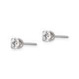 Stainless Steel Stud Earrings with Clear Cubic Zirconia, Classic 4-Prong Setting, Unisex Design