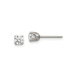 Stainless Steel Stud Earrings with Clear Cubic Zirconia, Classic 4-Prong Setting, Unisex Design