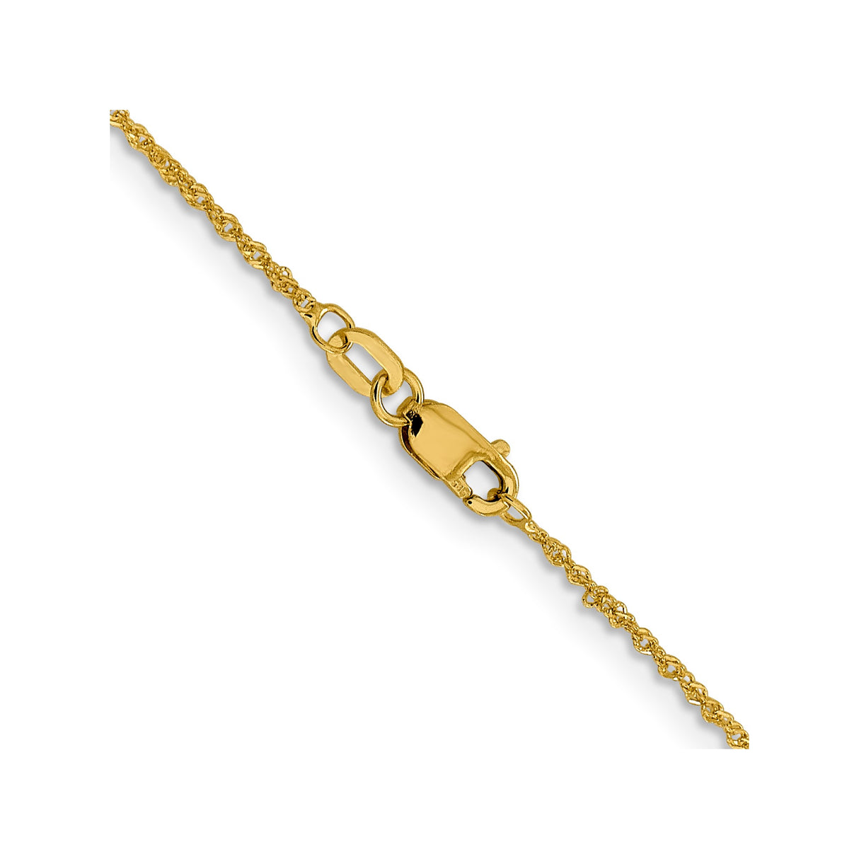 14K Yellow Gold 1 mm Singapore Chain Necklace, Polished alternate angle